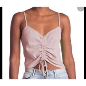 NEW with tags Abound Pointelle Light Pink Ruched Cami Crop Top, NWT, Size Medium